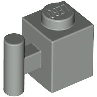 Lego kostka (kostička) 1x1 s tyčkou (tyčinkou) svisle, světle šedá (292102, 4144523)